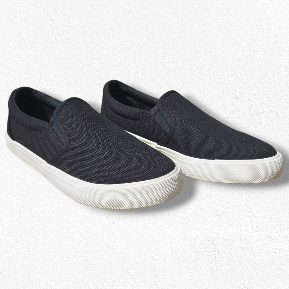 ShoeDazzle Lexy Black Canvas Slip-On Sneakers Womens Size 7 Casual Comfort Shoes